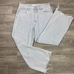 VERVET 90's Vintage Super High Rise Crop Flare Jeans Ripped Light Wash sz 28